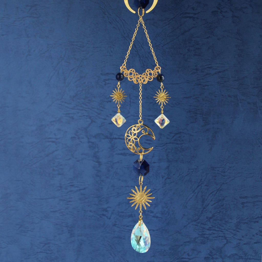 残1点✴︎3連で輝く〜惑星のサンキャッチャー Ver.2 ⭐︎9月誕生石ラピスラズリ【スワロフスキー・クリスタル使用】