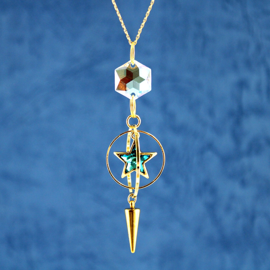 数量限定☆ネックレスになる星環のペンデュラム<高級クリスタル使用>金 or 銀 2way