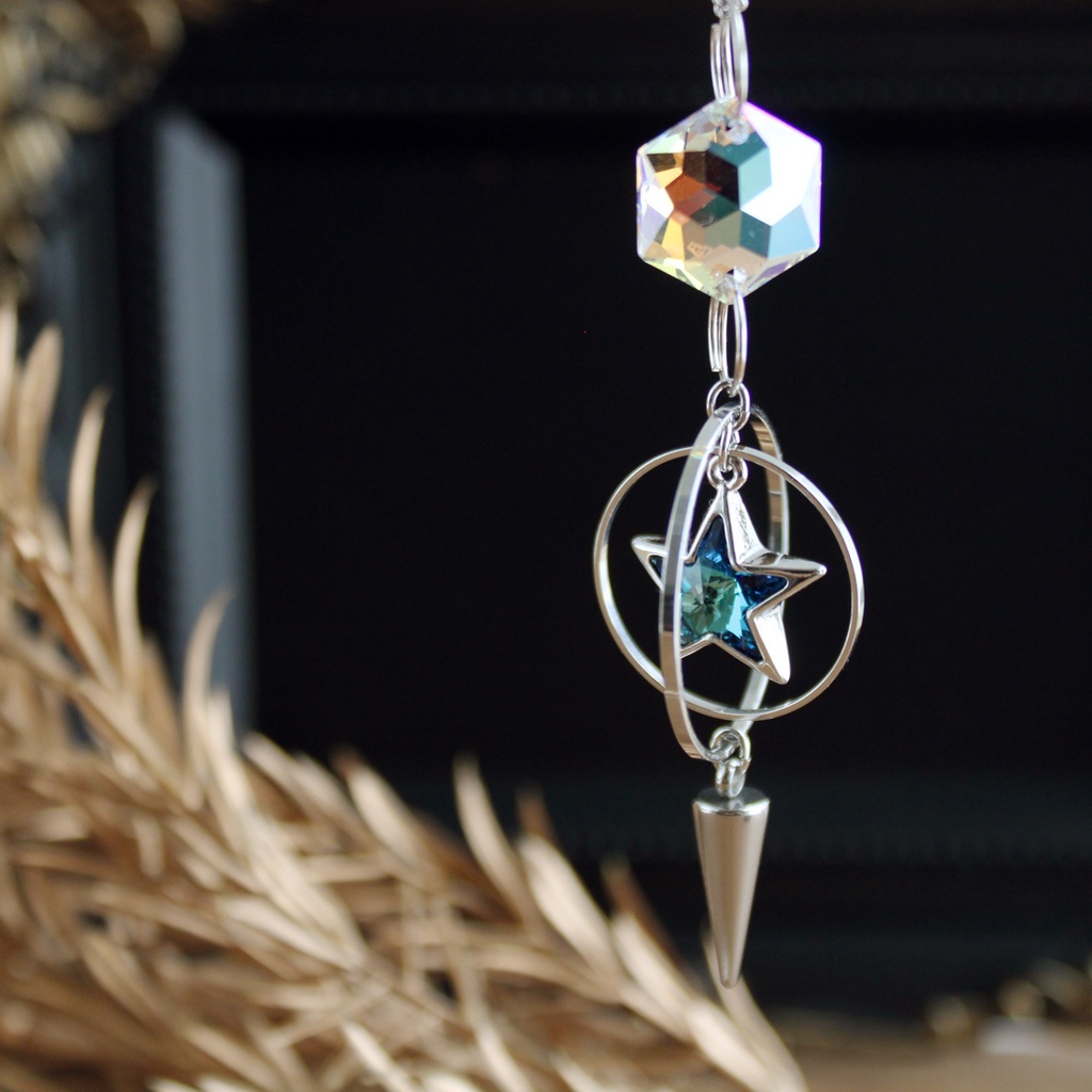 数量限定☆ネックレスになる星環のペンデュラム<高級クリスタル使用>金 or 銀 2way