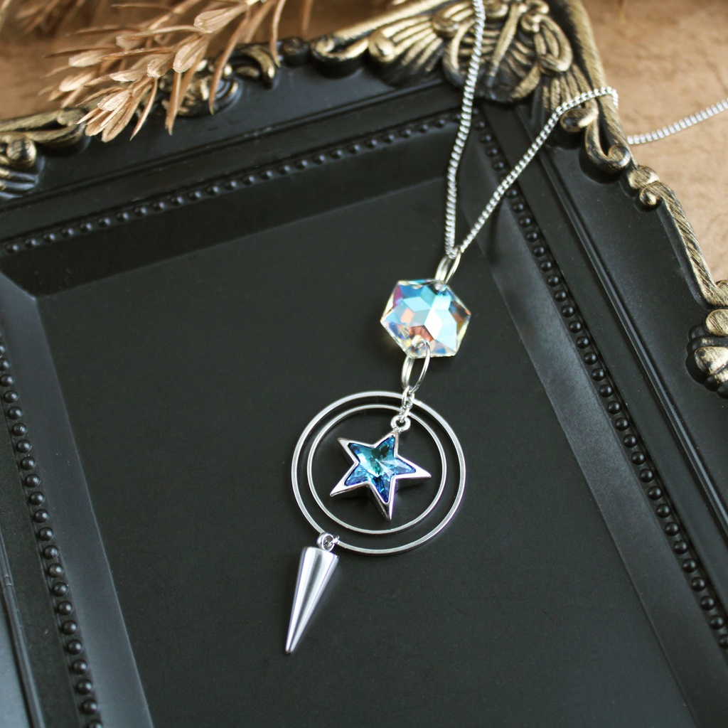 数量限定☆ネックレスになる星環のペンデュラム<高級クリスタル使用>金 or 銀 2way