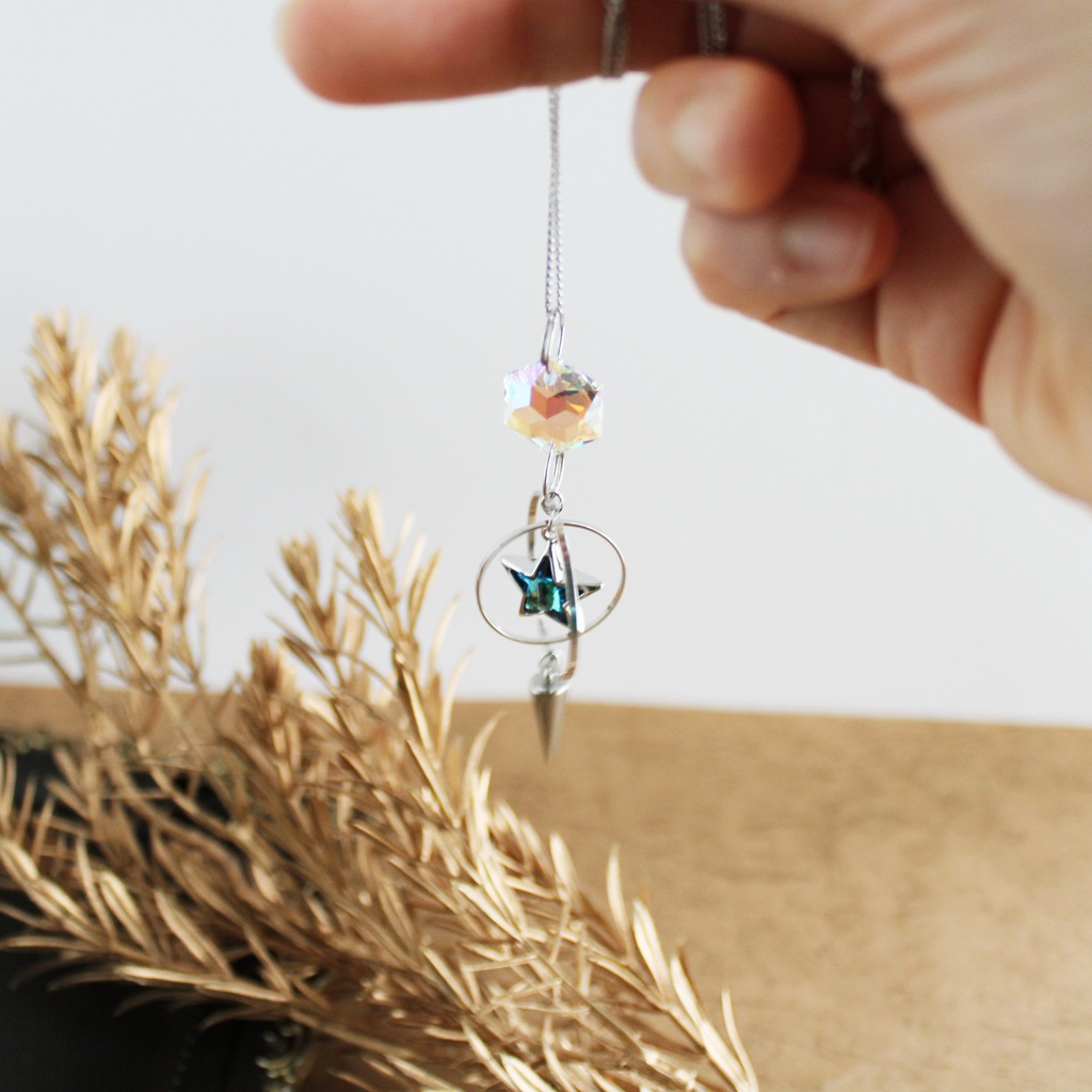 数量限定☆ネックレスになる星環のペンデュラム<高級クリスタル使用>金 or 銀 2way