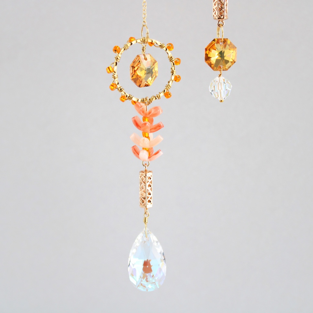 一点もの★金木犀のサンキャッチャーver.2(希少高級クリスタル使用)