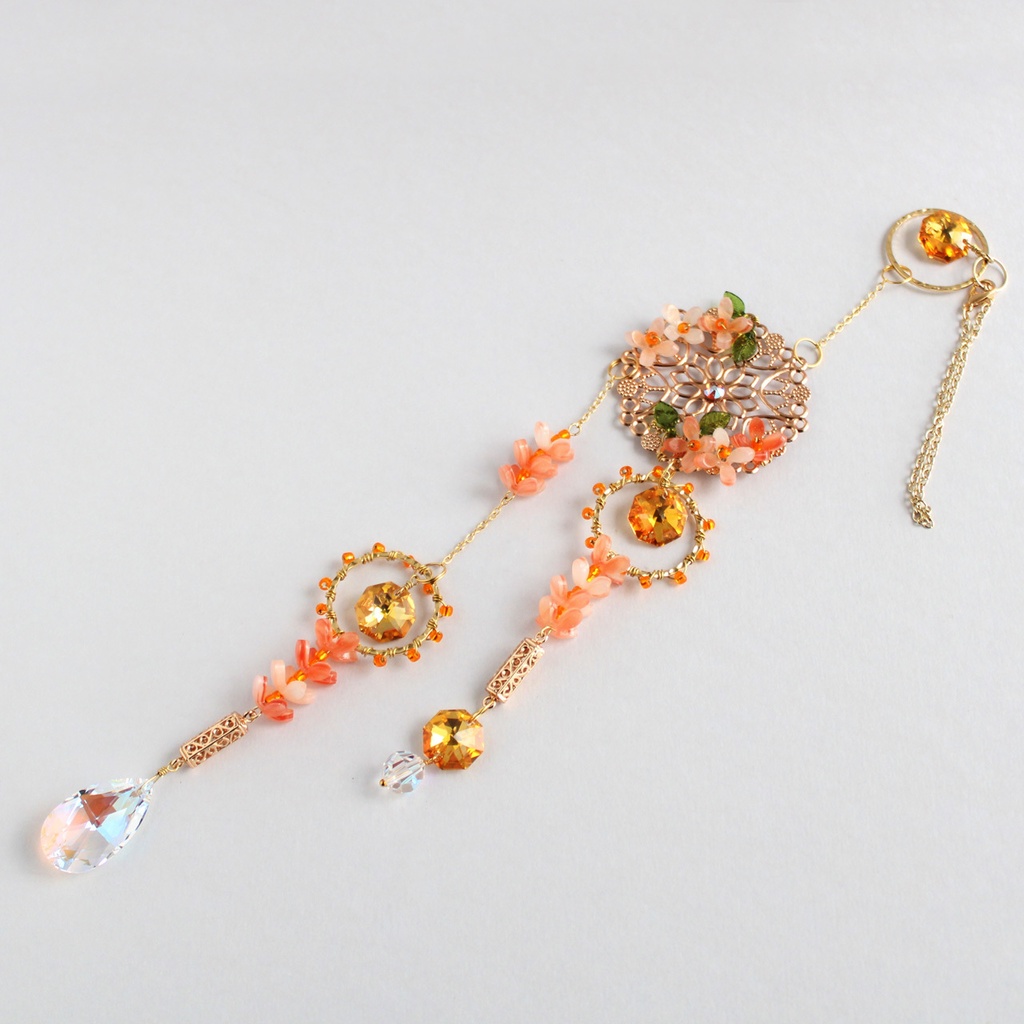 一点もの★金木犀のサンキャッチャーver.2(希少高級クリスタル使用)