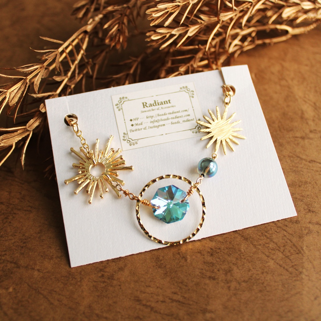 掌の銀河 ~ アクアオーラと高級クリスタルのキーリングハンガー☆受注制作(数量限定)