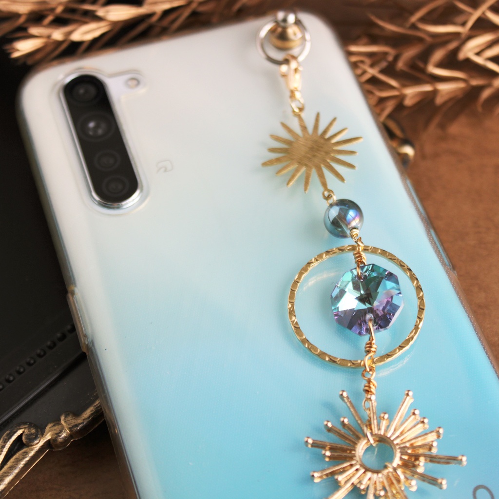 掌の銀河 ~ アクアオーラと高級クリスタルのキーリングハンガー☆受注制作(数量限定)