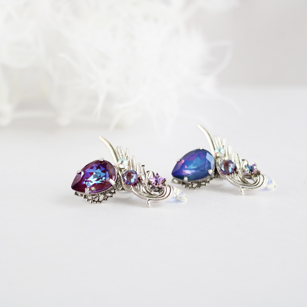 凛と幻想的に輝く☆ウィンターブロッサム~冬夜華のイヤーカフ ✴︎アレルギー対応&痛くないクリップ