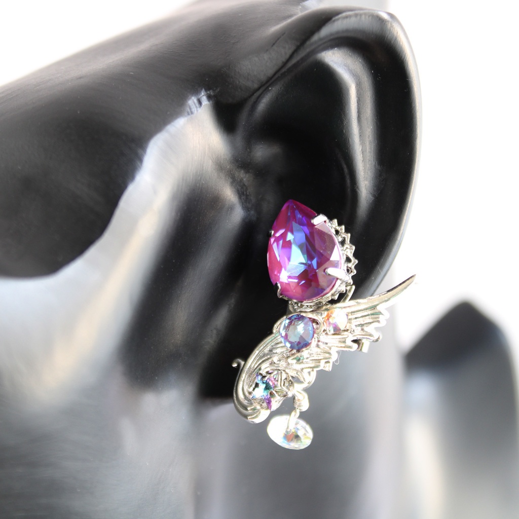 凛と幻想的に輝く☆ウィンターブロッサム~冬夜華のイヤーカフ ✴︎アレルギー対応&痛くないクリップ