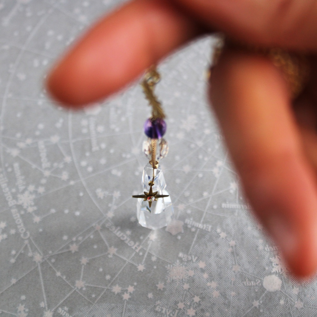 ネックレスになる2way ~輝環のペンデュラム(全3色)<高級クリスタル使用>水晶 シトリン アメジスト ラピスラズリ