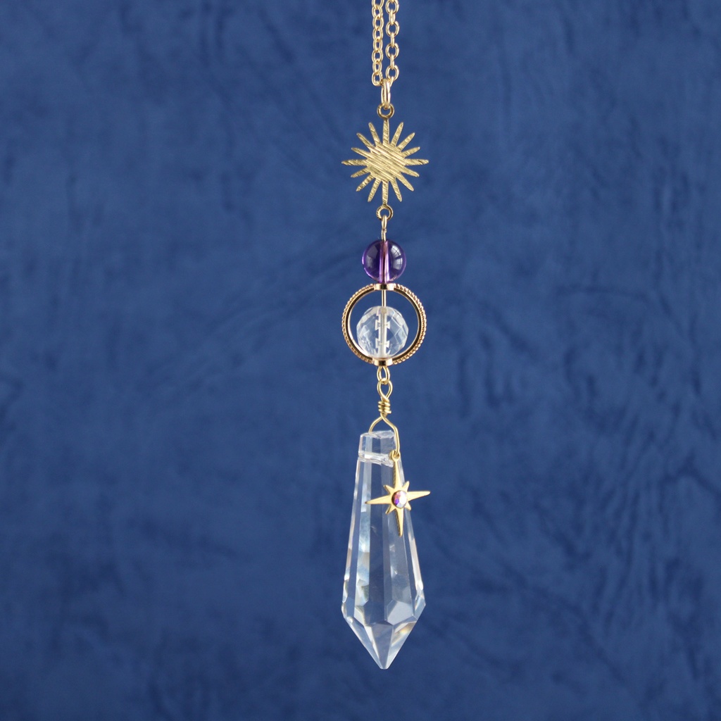 ネックレスになる2way ~輝環のペンデュラム(全3色)<高級クリスタル使用>水晶 シトリン アメジスト ラピスラズリ