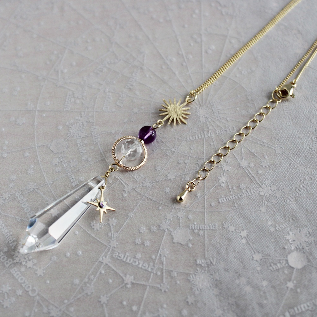 ネックレスになる2way ~輝環のペンデュラム(全3色)<高級クリスタル使用>水晶 シトリン アメジスト ラピスラズリ