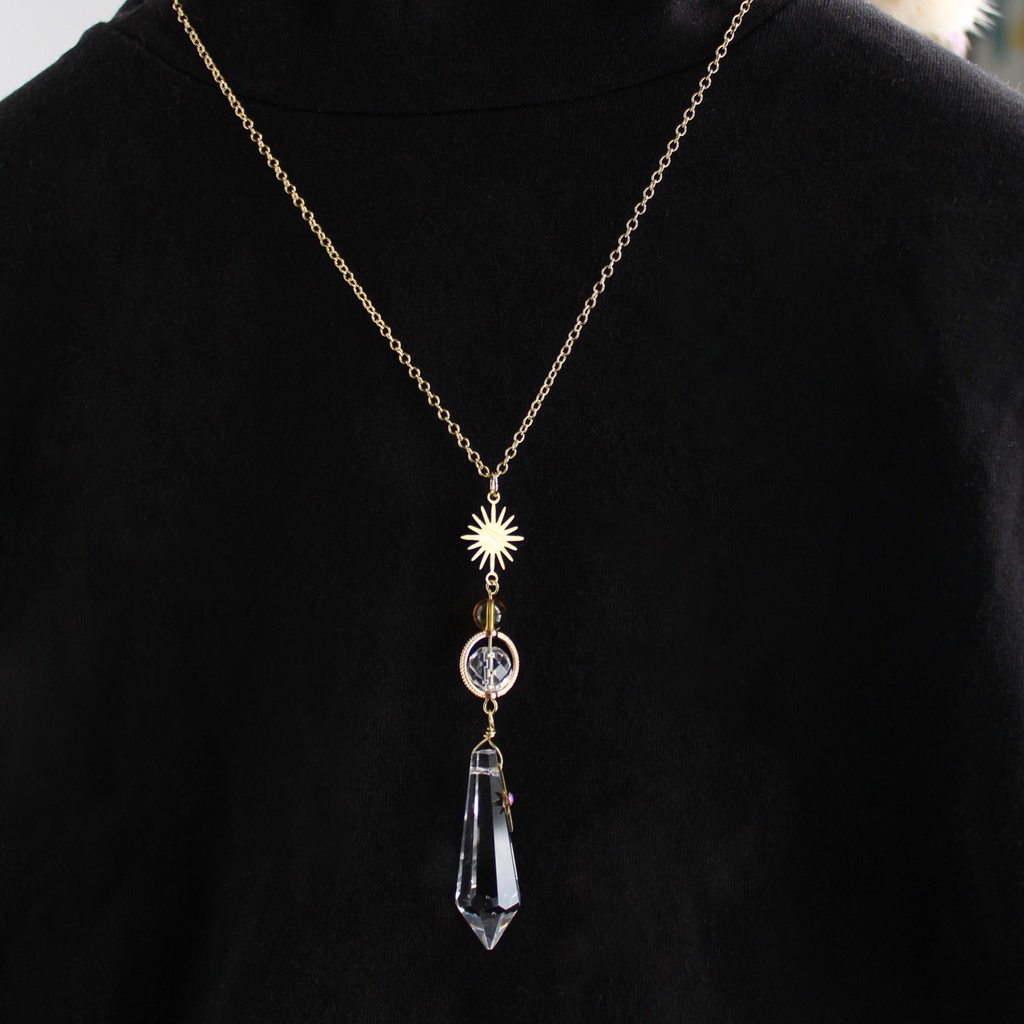 ネックレスになる2way ~輝環のペンデュラム(全3色)<高級クリスタル使用>水晶 シトリン アメジスト ラピスラズリ