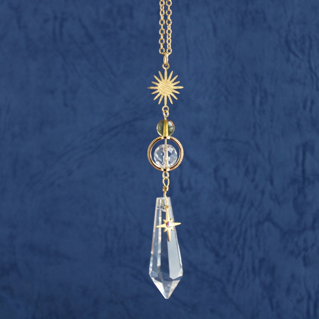 ネックレスになる2way ~輝環のペンデュラム(全3色)<高級クリスタル使用>水晶 シトリン アメジスト ラピスラズリ