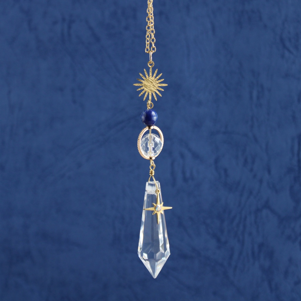 ネックレスになる2way ~輝環のペンデュラム(全3色)<高級クリスタル使用>水晶 シトリン アメジスト ラピスラズリ