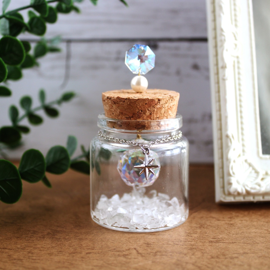 置き型★さざれ石とオーロラクリスタルの小瓶サンキャッチャー 全3色