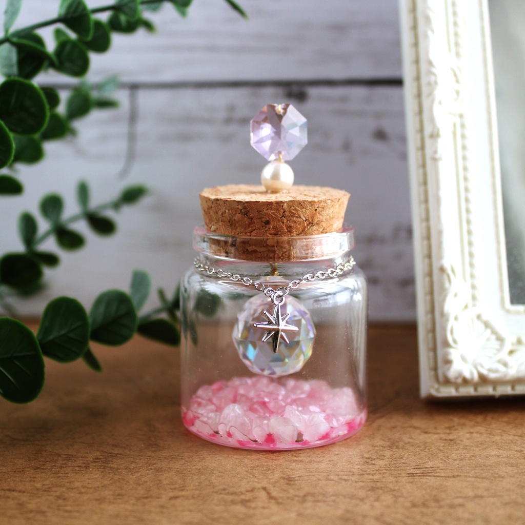 置き型★さざれ石とオーロラクリスタルの小瓶サンキャッチャー 全3色