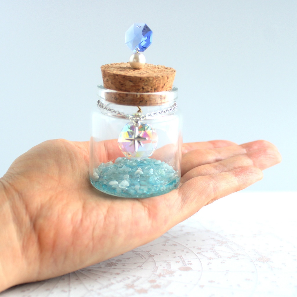 置き型★さざれ石とオーロラクリスタルの小瓶サンキャッチャー 全3色
