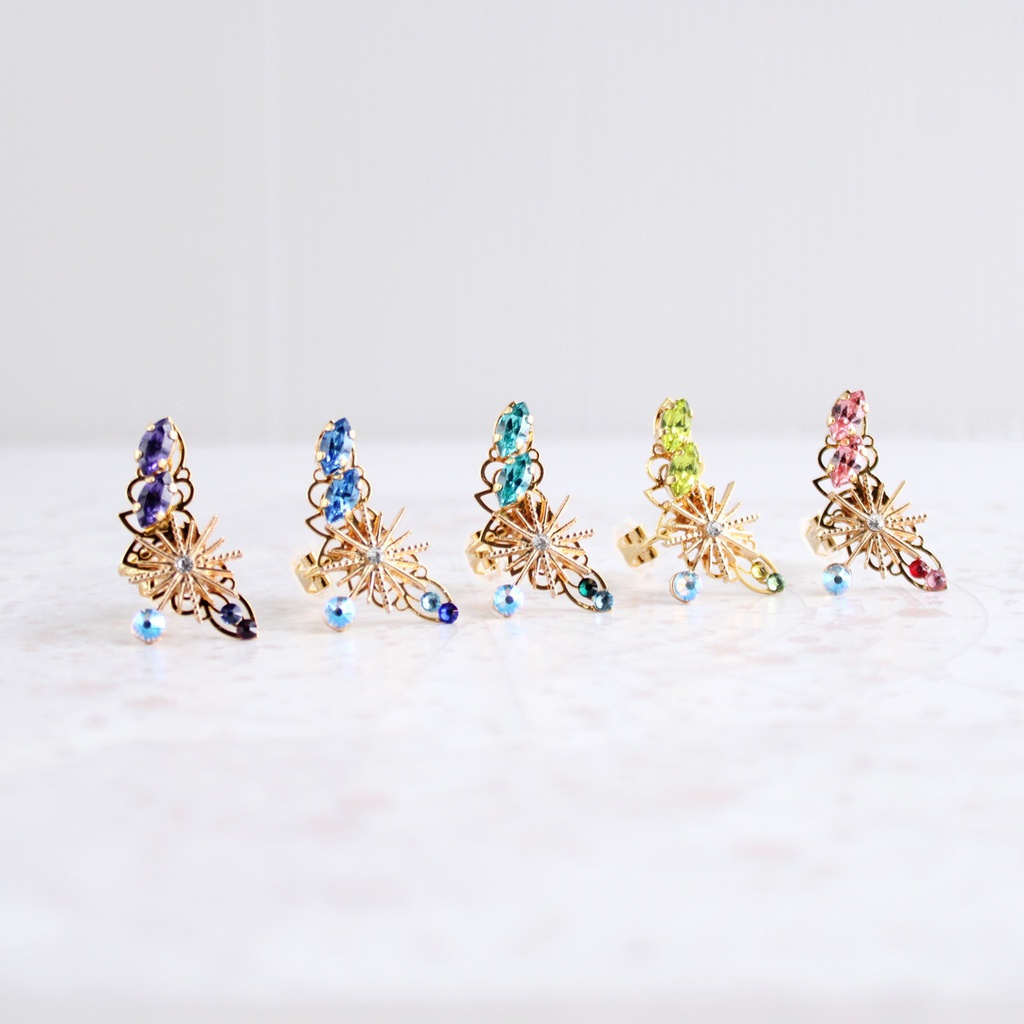 【数量限定】耳に優しいイヤカフ★閃光のイヤーカフ(全5色) 高品質クリスタル 天体 星