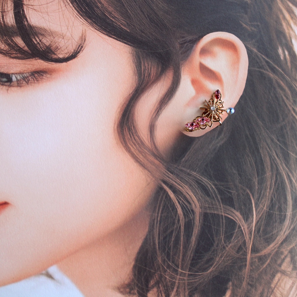 【数量限定】耳に優しいイヤカフ★閃光のイヤーカフ(全5色) 高品質クリスタル 天体 星