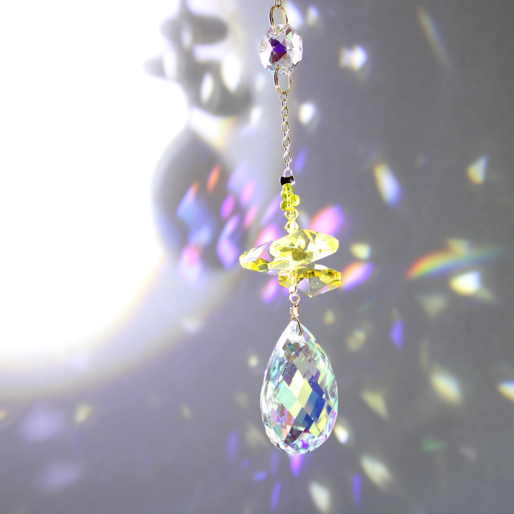 引越祝いにも♪ミモザのサンキャッチャーVer.2(高品質クリスタル使用)黄 春 ビタミンカラー