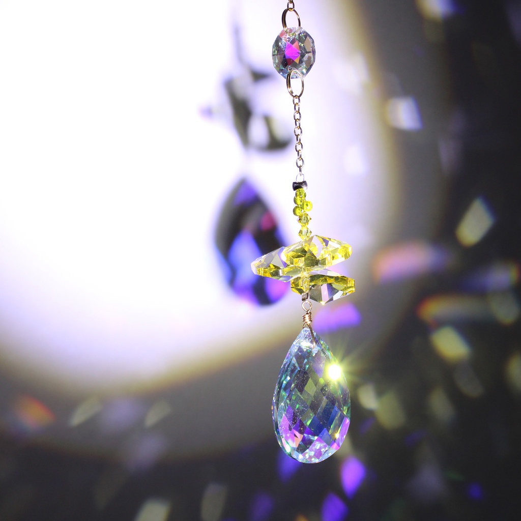 引越祝いにも♪ミモザのサンキャッチャーVer.2(高品質クリスタル使用)黄 春 ビタミンカラー