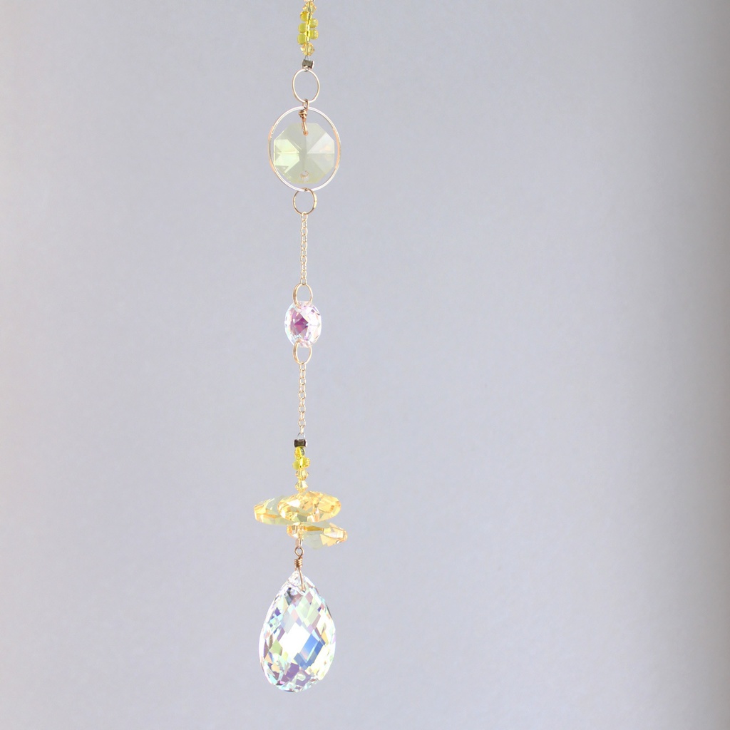 引越祝いにも♪ミモザのサンキャッチャーVer.2(高品質クリスタル使用)黄 春 ビタミンカラー