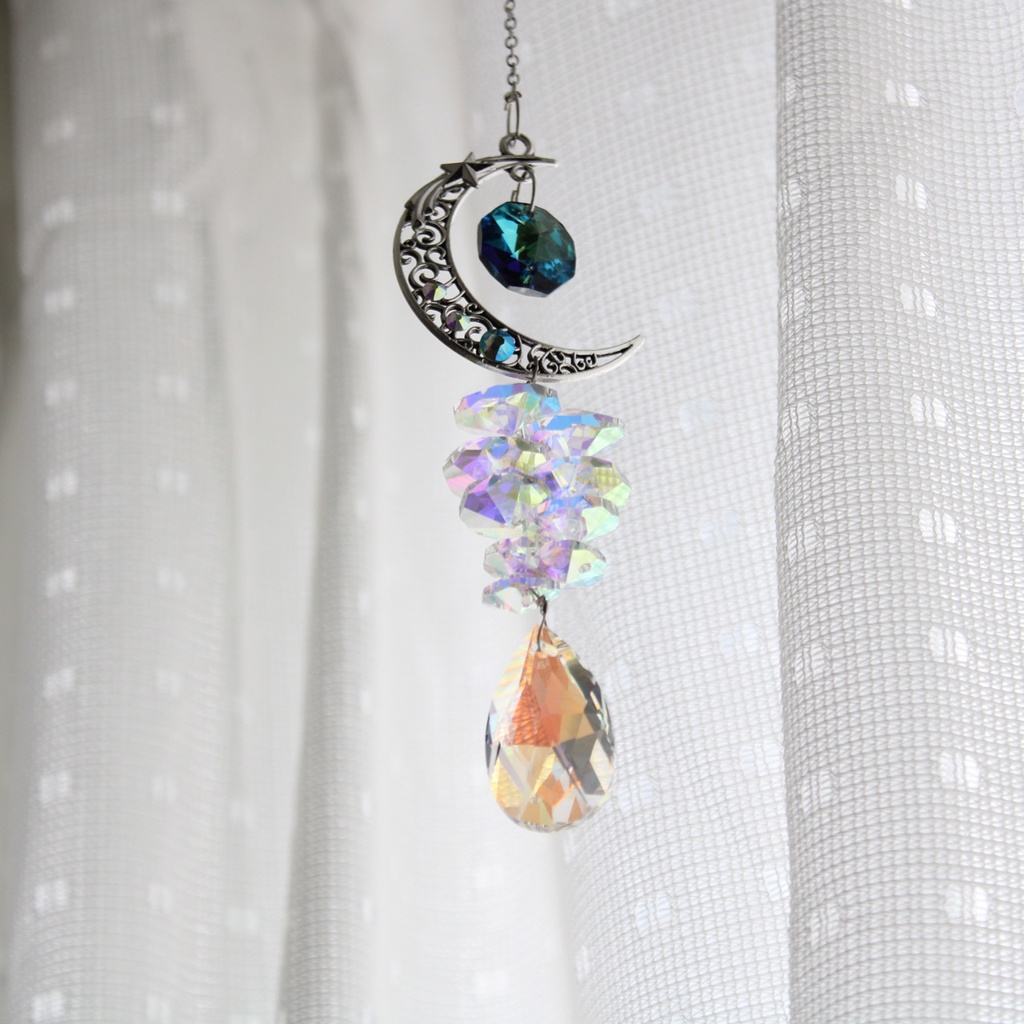 月の雫サンキャッチャー(金・銀)(高品質クリスタル使用)