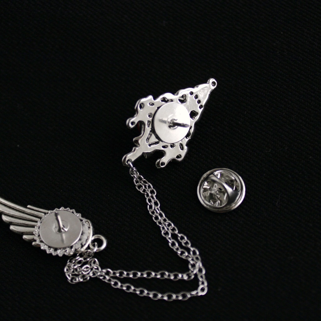 軽量&多機能★雫と翼のチェーンブローチ(全4色)襟や帽子、鞄、ネクタイに♪