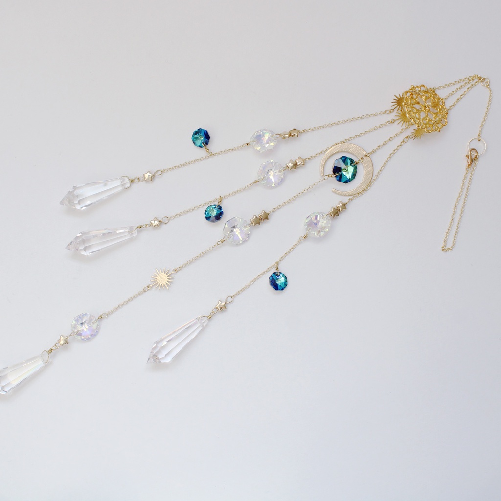 シャンデリア風★星紡ぎのサンキャッチャー(高品質クリスタル使用)