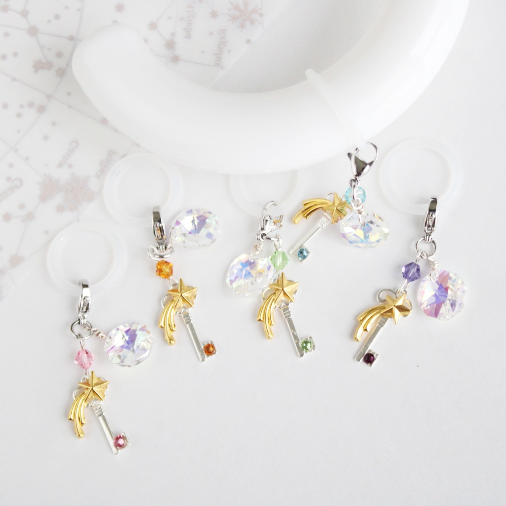 盗難防止に⭐︎チャームが外せる2Way☆星空の鍵アンブレラマーカー 全5色☆ 傘・ペットボトルの目印に