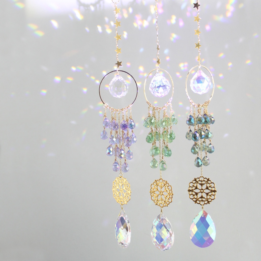 色が変わる?!妖精の軌跡サンキャッチャー 全3色(高品質クリスタル使用)引越祝い 雫 星