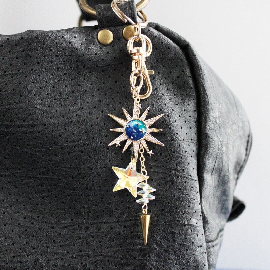 希少クリスタル★~太陽と星~天耀のバッグチャーム 宇宙 天体 数量限定