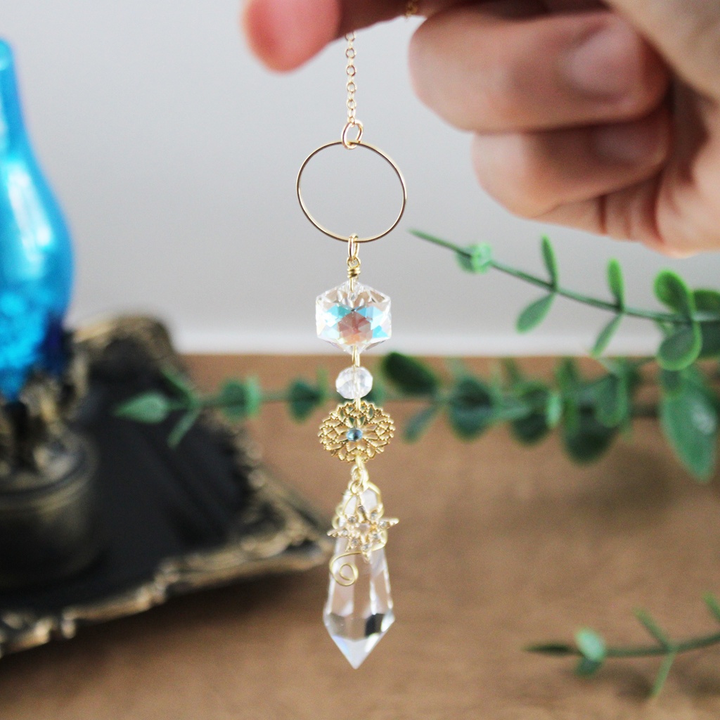 2wayペンデュラムにもなる☆六芒星クリスタルのバッグチャーム(金 or 銀)受注制作