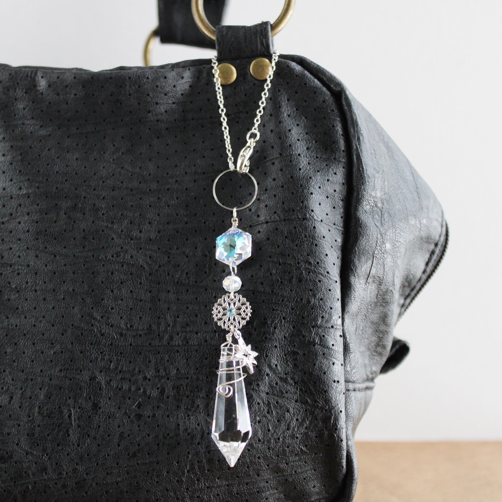 2wayペンデュラムにもなる☆六芒星クリスタルのバッグチャーム(金 or 銀)受注制作