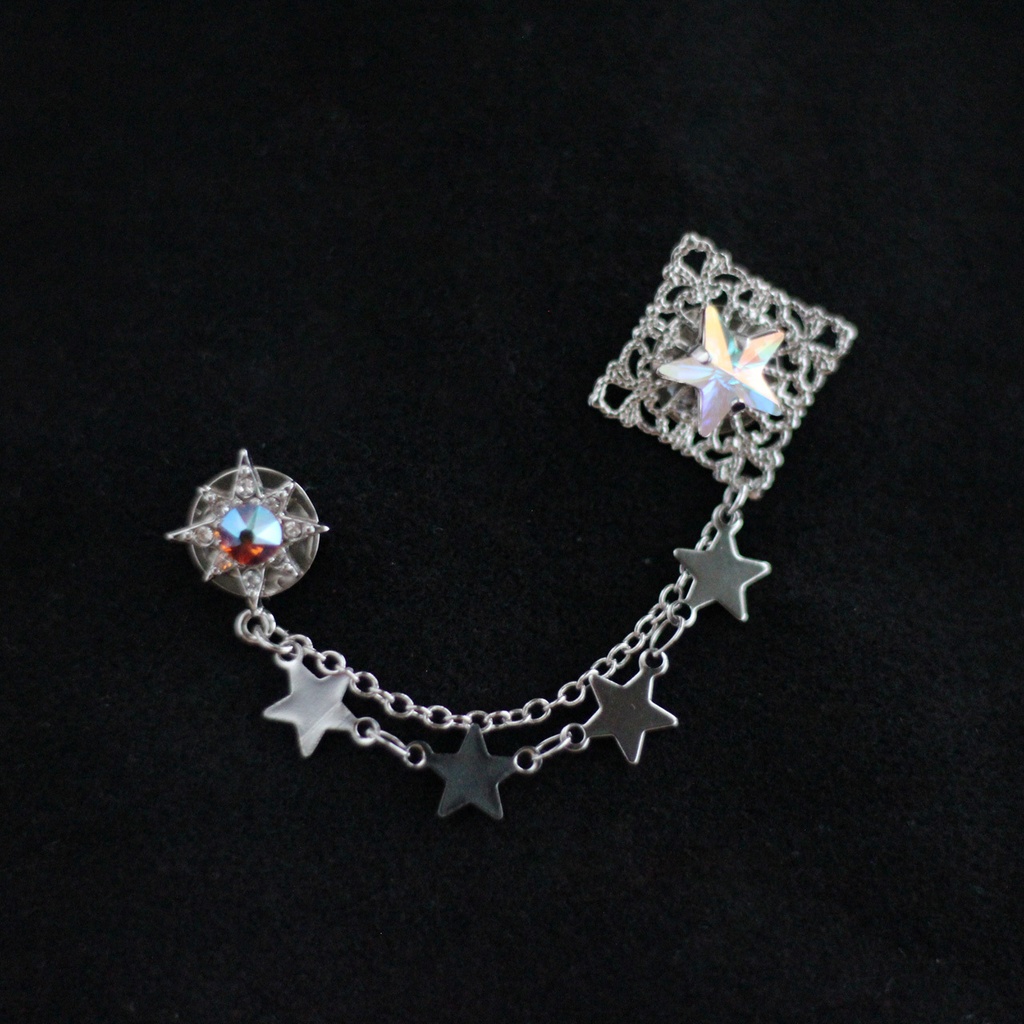 多機能★星架けのピンブローチ(全5色)【高級クリスタル使用】襟や帽子、ショールやマフラーにも♪