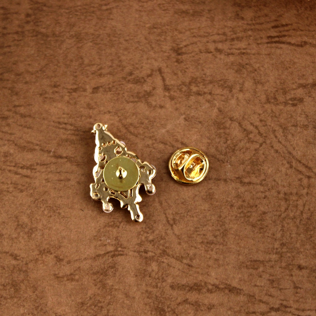 モミの木のピンブローチ(全2色 ゴールド or シルバー)【高級クリスタル使用】