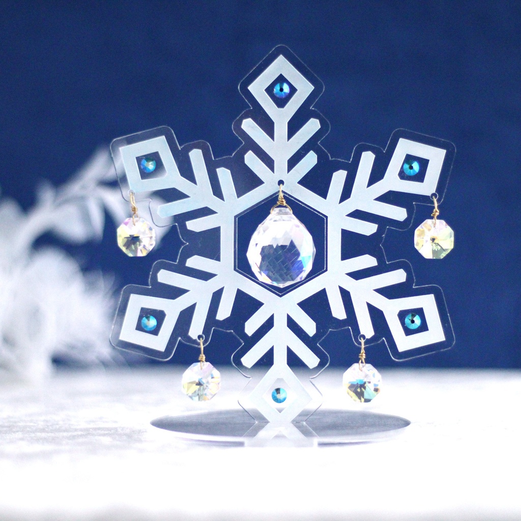 冬季限定★省スペースに飾れる♪置き型雪の結晶サンキャッチャー
