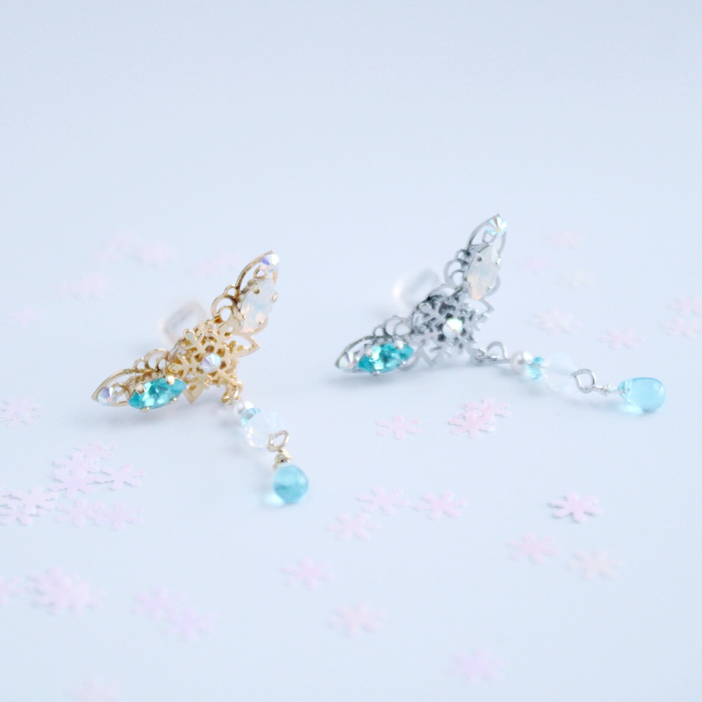 雪と氷のイヤーカフ(金銀)
