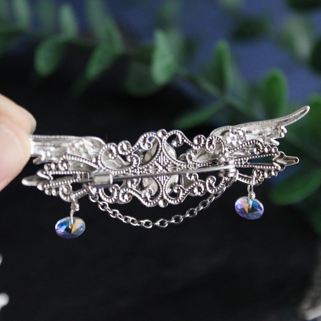 夜空の翼ブローチ(全5色)シルバー【高級クリスタル使用】
