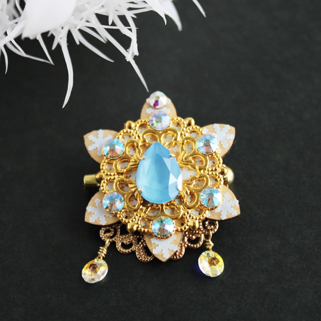 雪の華ブローチ(全5色)【高級クリスタル使用】