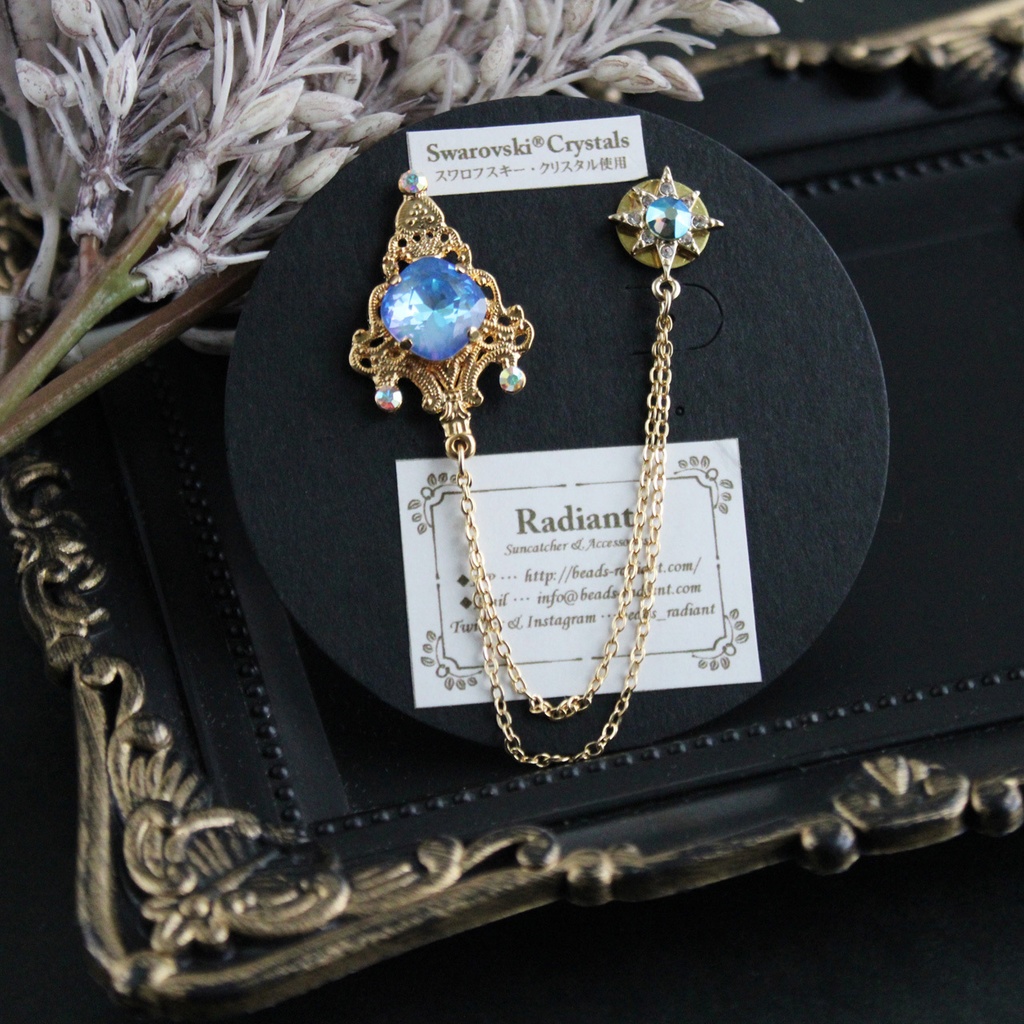 星灯のチェーンブローチ(ゴールド全5色)【高級クリスタル使用】