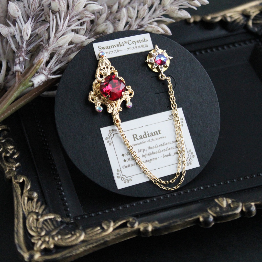 星灯のチェーンブローチ(ゴールド全5色)【高級クリスタル使用】