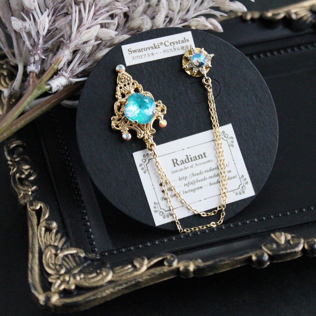 星灯のチェーンブローチ(ゴールド全5色)【高級クリスタル使用】