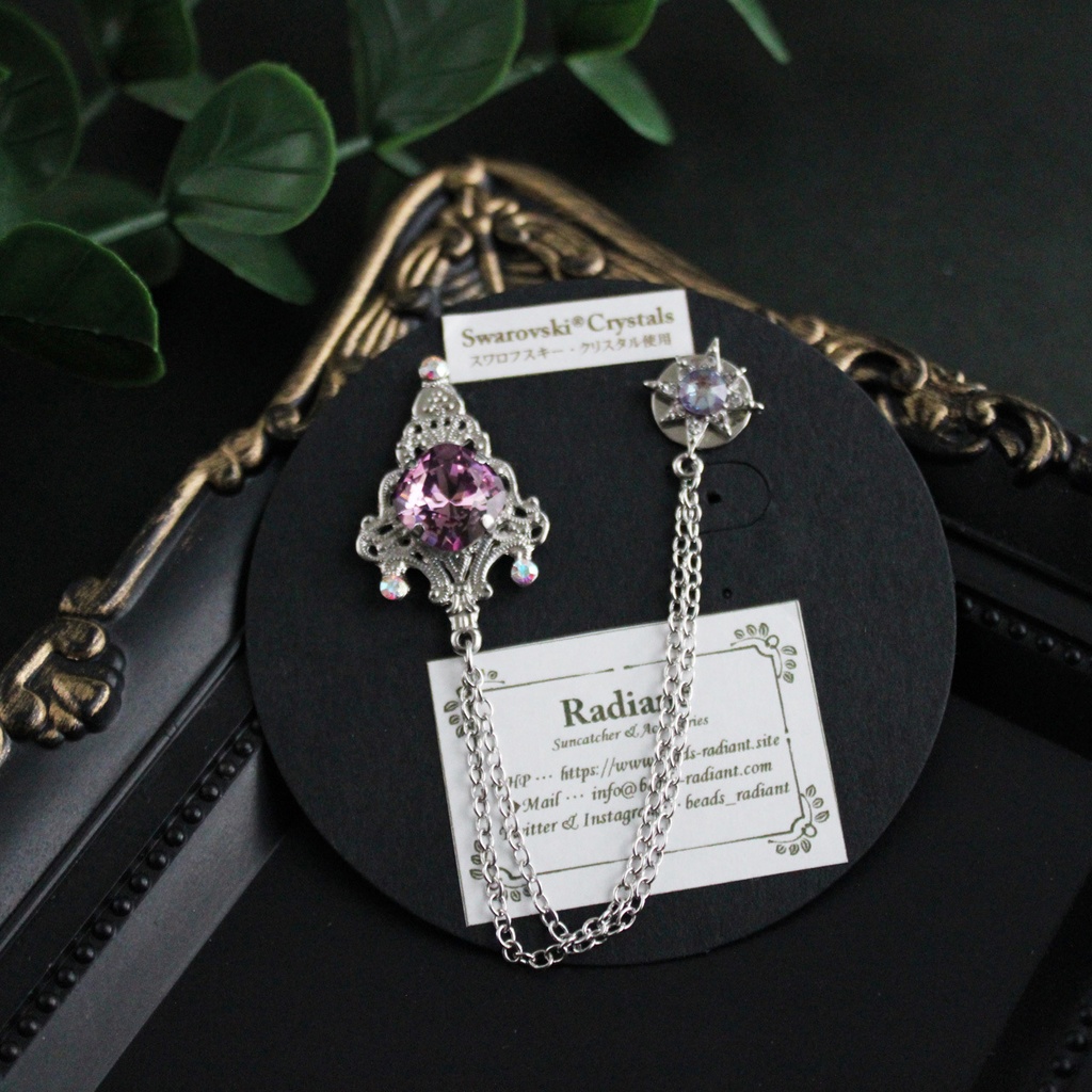 星灯のチェーンブローチ(シルバー全5色)【高級クリスタル使用】