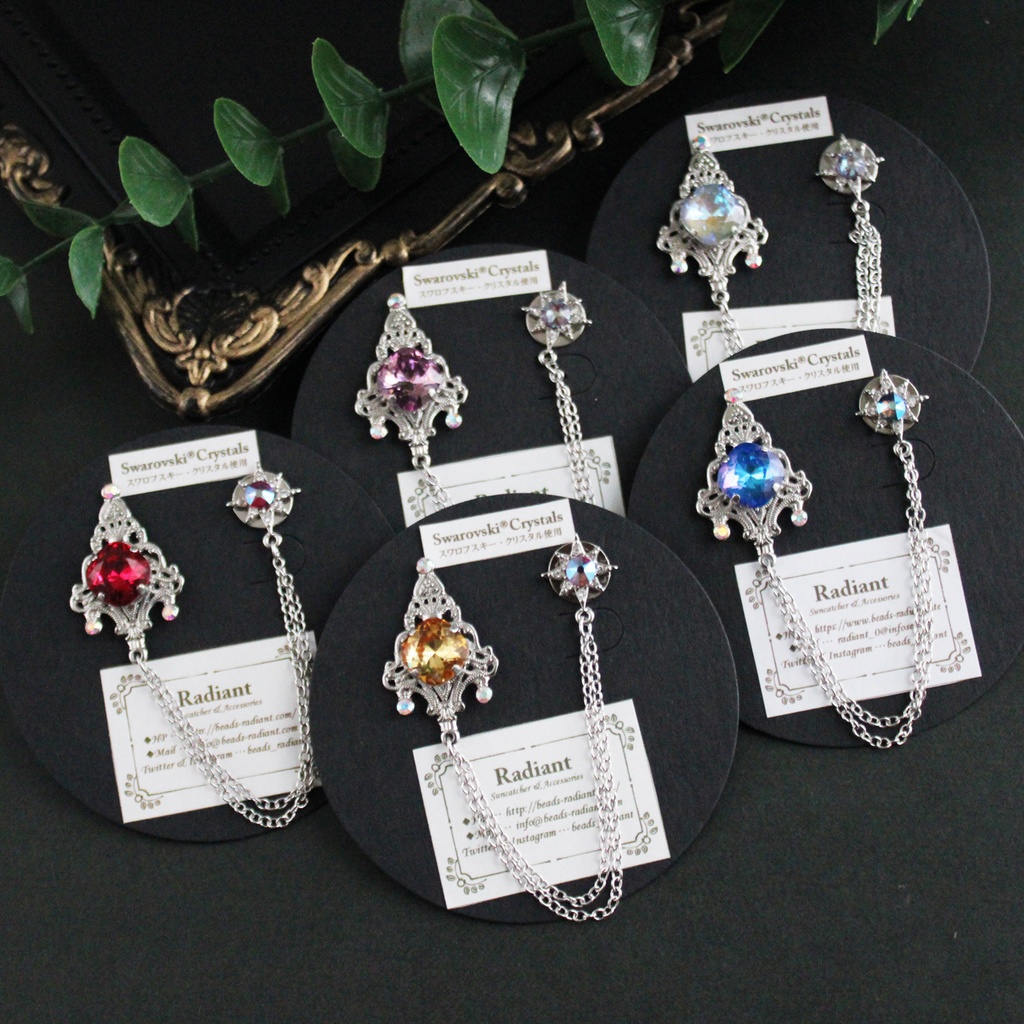 星灯のチェーンブローチ(シルバー全5色)【高級クリスタル使用】