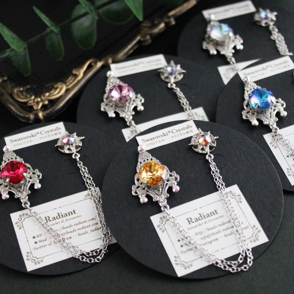 星灯のチェーンブローチ(シルバー全5色)【高級クリスタル使用】