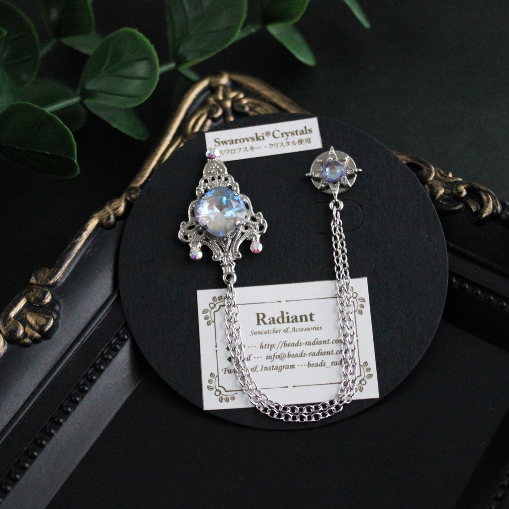 星灯のチェーンブローチ(シルバー全5色)【高級クリスタル使用】