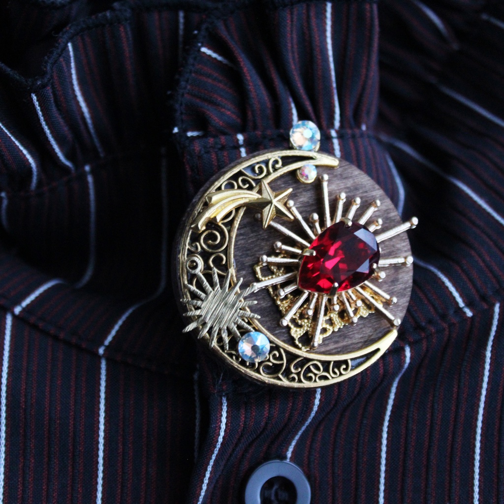 燦耀のブローチ Ver.3 全５色（金古美）一点もの【高級クリスタル使用】