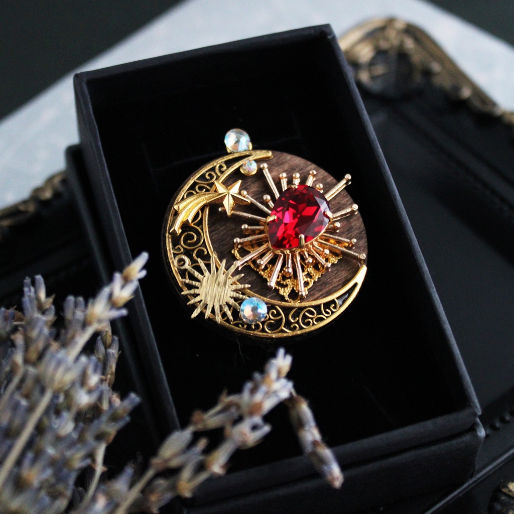 燦耀のブローチ Ver.3 全5色(金古美)一点もの【高級クリスタル使用】