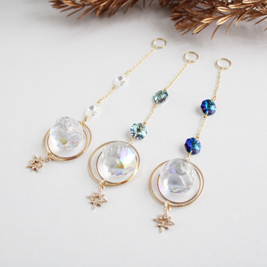 小さな惑星サンキャッチャー（全3色）飾りやすいミニサイズ ｜虹 窓辺インテリア 天体 宇宙 