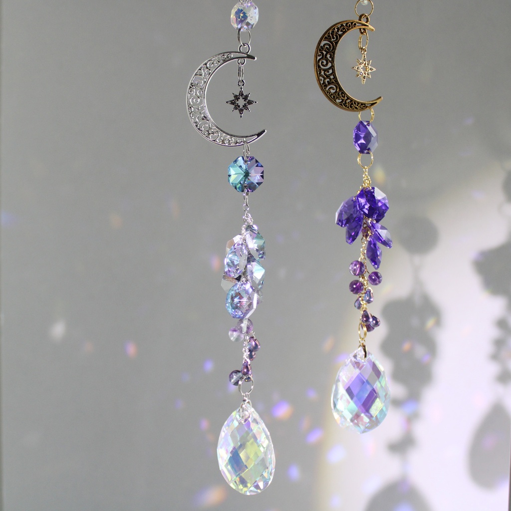 月夜の華サンキャッチャー☆ライラック＆ラベンダー（希少高品質クリスタル）